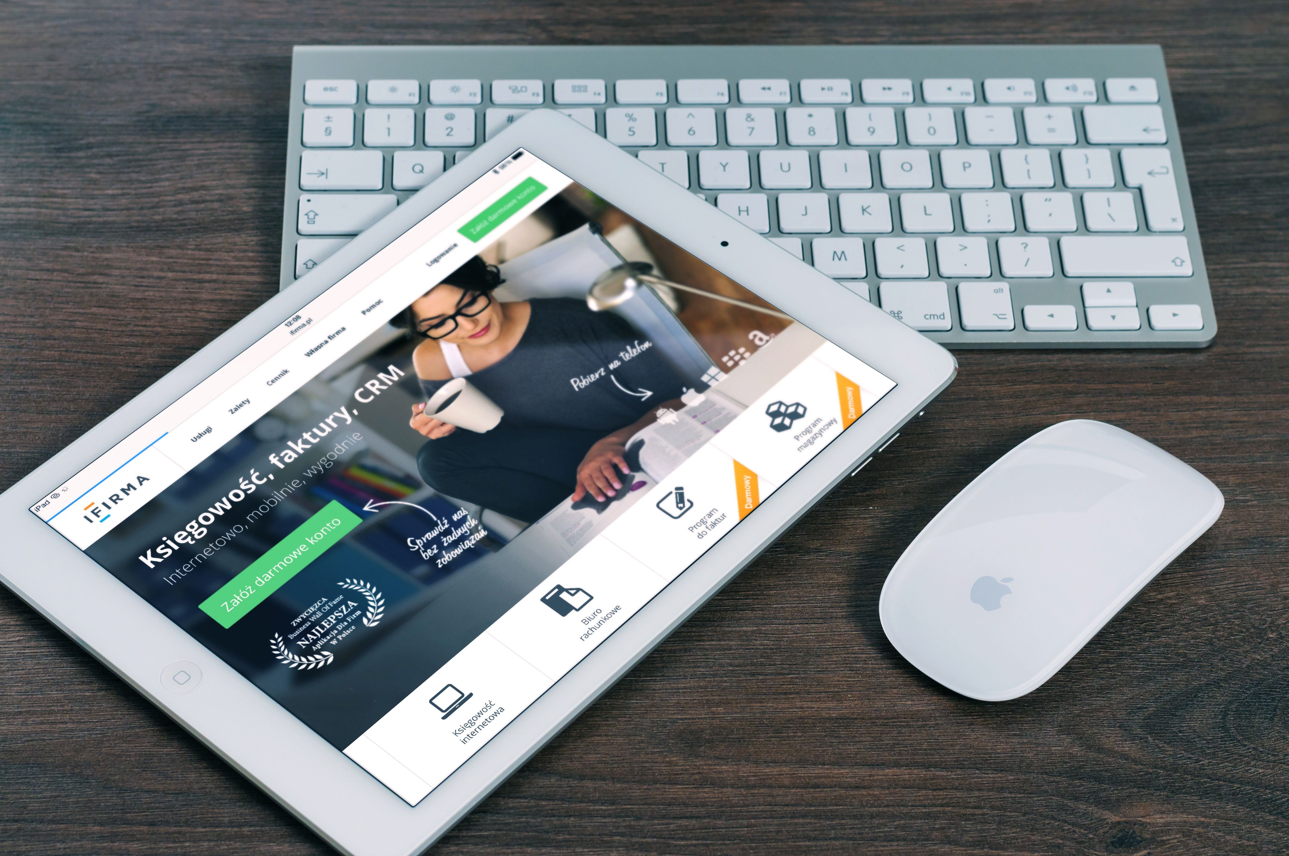 A tablet showing a clean business website