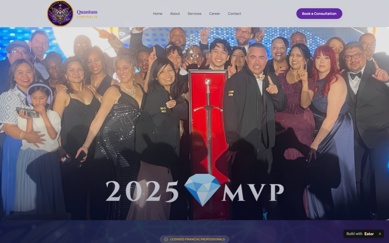 Quantum Chrysalis website, a financial protection and leadership development company