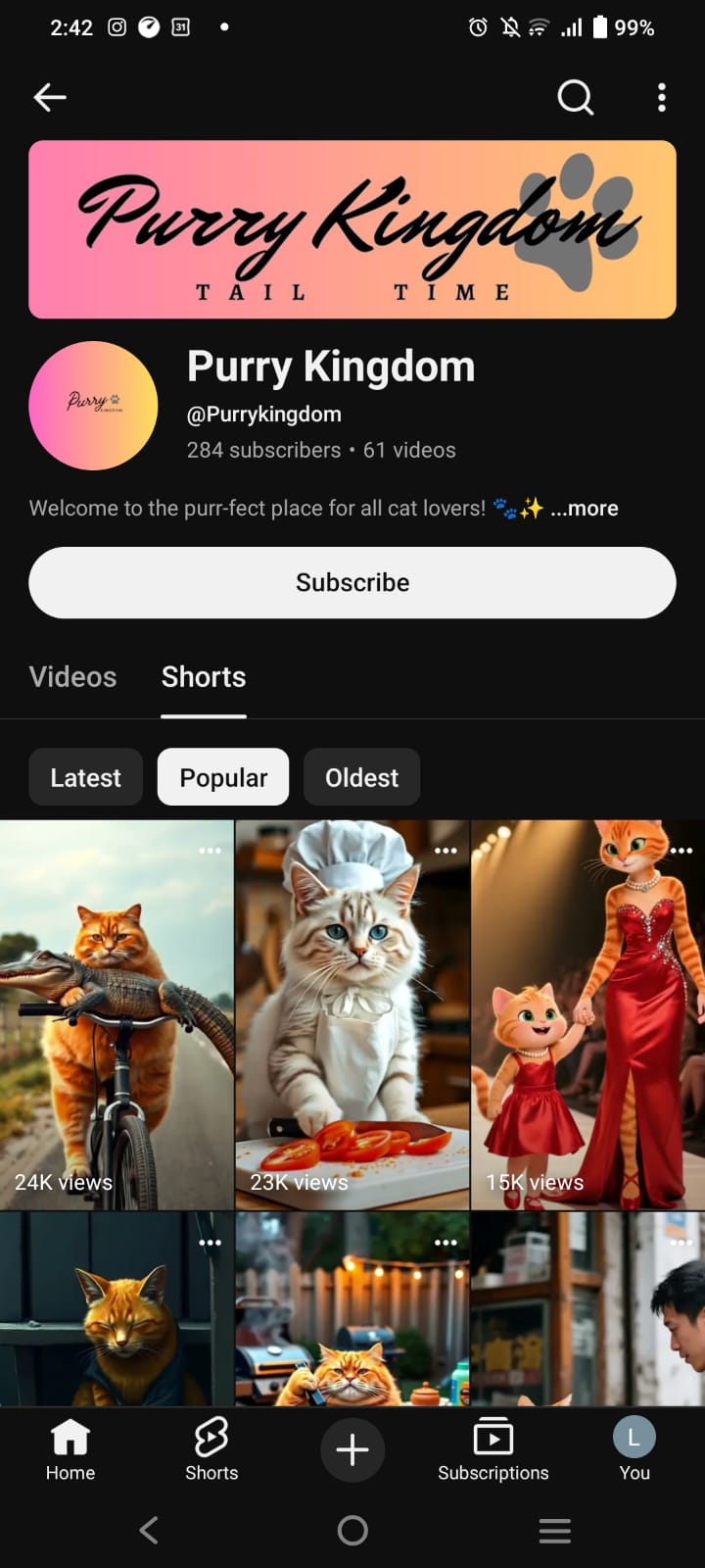 Purrykingdom YouTube profile